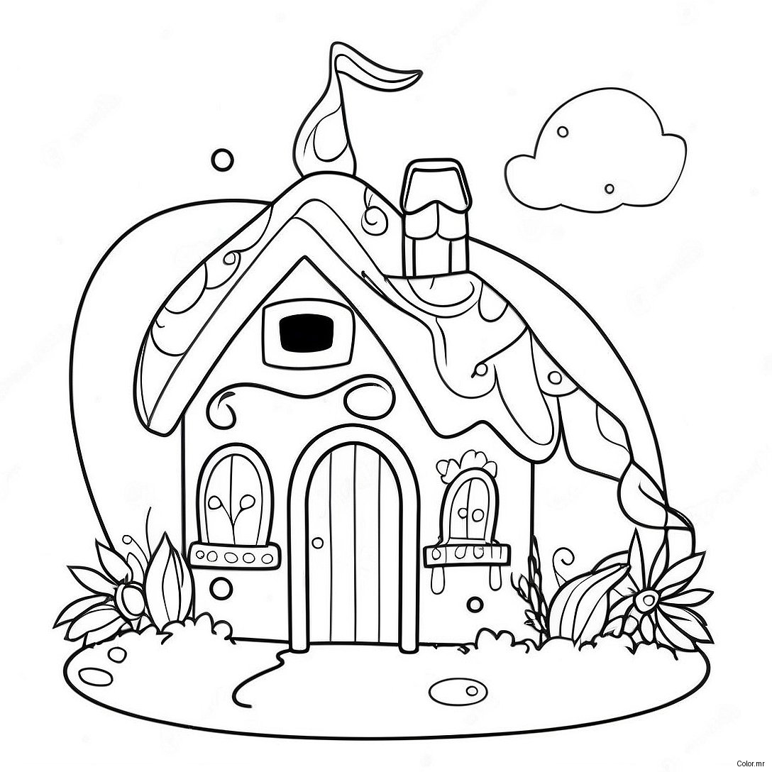 Magical Unicorn Cottage Coloring Page 63110 52249