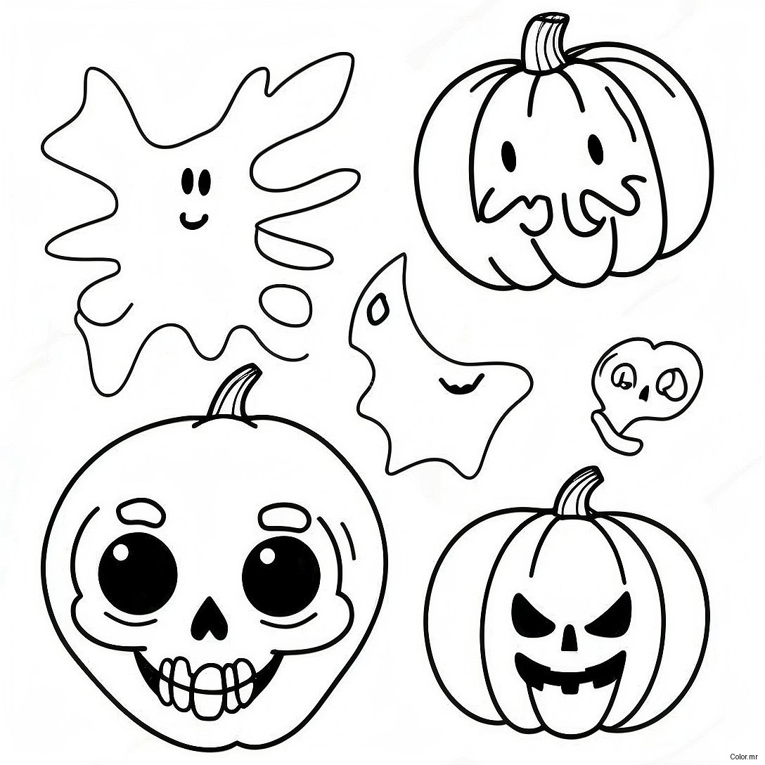 Spooky Vintage Halloween Decorations Coloring Page 15500 13129