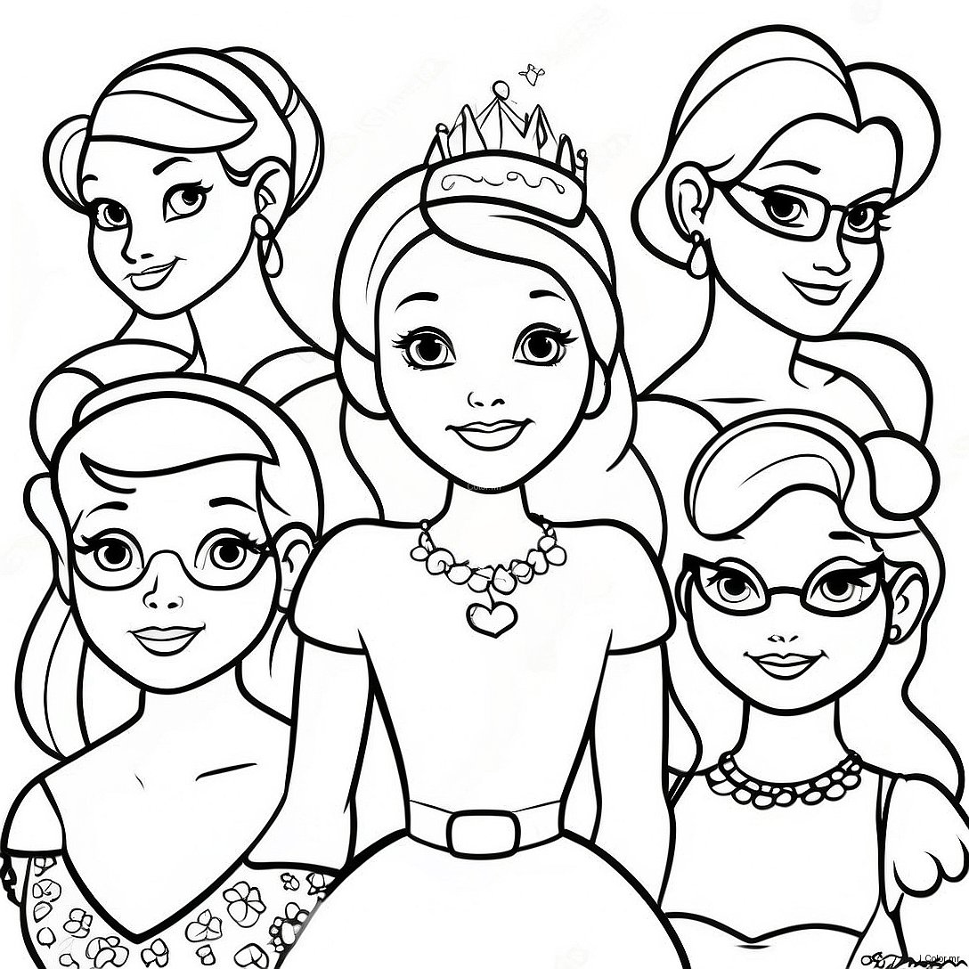 Vintage Hipster Disney Princesses Coloring Page 27143 24776