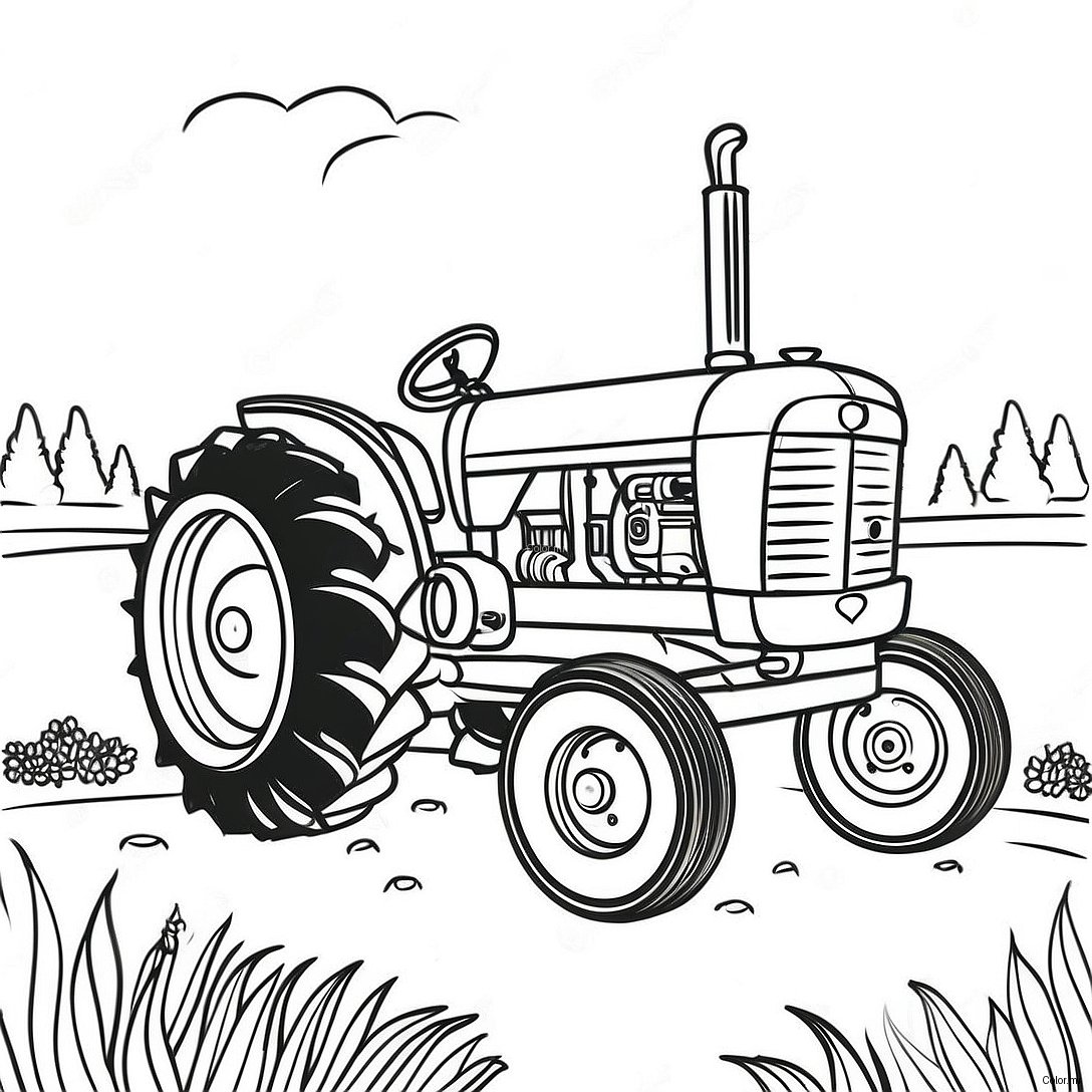 Vintage Pulling Tractor Coloring Page 39478 32783