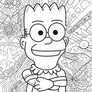 Psykedelisk Bart Simpson Med Groovy Monstre Farveside 13438-11153