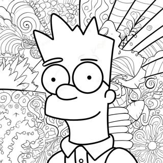 Psykedelisk Bart Simpson Med Groovy Monstre Farveside 13438-11154