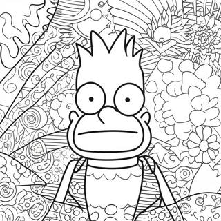 Psykedelisk Bart Simpson Med Groovy Monstre Farveside 13438-11155