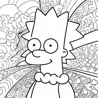 Psykedelisk Bart Simpson Med Groovy Monstre Farveside 13438-11156