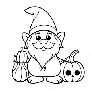 Sjov Halloween Gnome Med Graeskar Farveside 14830-12258