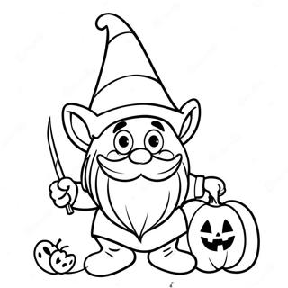 Sjov Halloween Gnome Med Graeskar Farveside 14830-12259