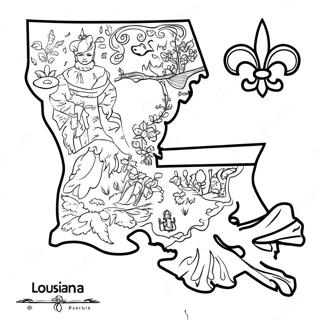 Louisiana Stat Kort Farveside 18095-15158