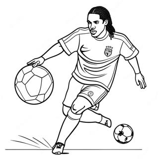 Ronaldinho Dribler En Fodbold Farveside 19769-18468