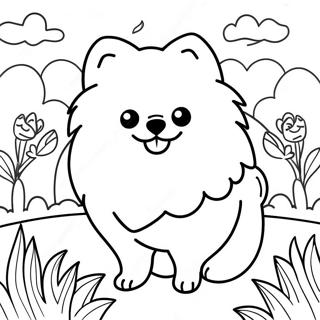 Fluffy Pomeranian I En Have Farveside 21663-20086