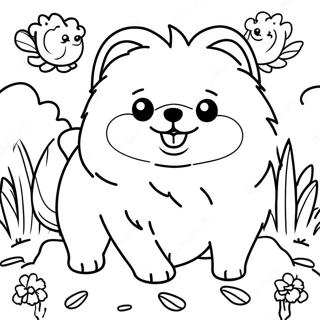 Fluffy Pomeranian I En Have Farveside 21663-20087