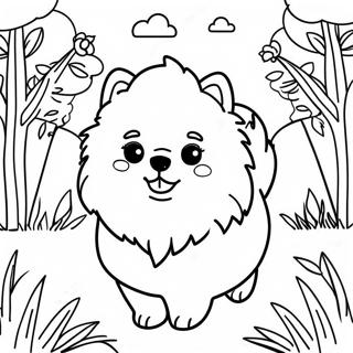 Fluffy Pomeranian I En Have Farveside 21663-20088