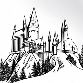 Hogwarts Slot Med Sneet Baggrund Farveside 23094-21213