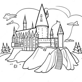 Hogwarts Slot Med Sneet Baggrund Farveside 23094-21214