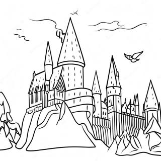 Hogwarts Slot Med Sneet Baggrund Farveside 23094-21215