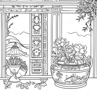 Elegant Chinoiserie Scene Farveside 23434-21486