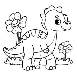 Sod Brontosaurus Med Blomster Farveside 23634-21817