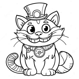 Cheshire Kat I Steampunk Stil Farvelaegningsside 23724-21890