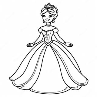 Elegant Sort Prinsesse I Kongelig Kjole Farveside 24325-22363