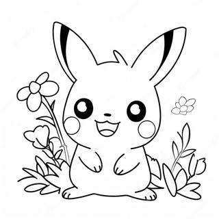 Farveside Med Sod Pikachu Med Blomster 28697-25973