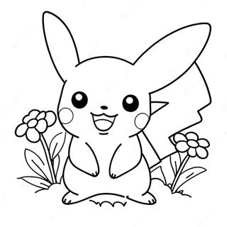 Farveside Med Sod Pikachu Med Blomster 28697-25974