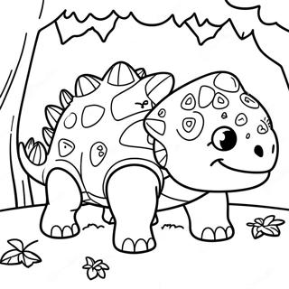 Sod Ankylosaurus I En Skov Farveside 30799-27634