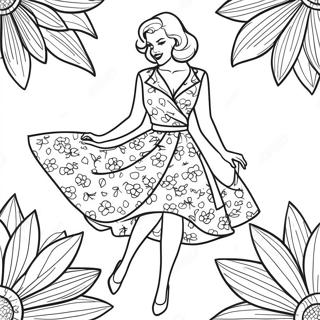 Retro Pin Up Girl I Blomsterkjole Farveside 31910-16425