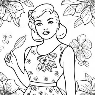 Retro Pin Up Girl I Blomsterkjole Farveside 31910-16427