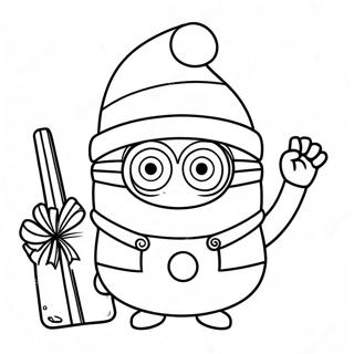 Festlig Minion Med Julemands Hat Farvelaegningsside 32210-16665