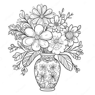 Farverige Blomster I En Dekorativ Vase Farveside 38117-31705