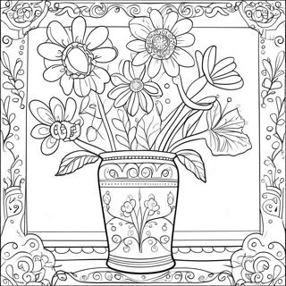 Farverige Blomster I En Dekorativ Vase Farveside 38117-31708