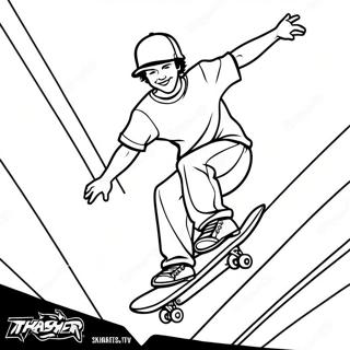 Thrasher Skateboarder Udforer Tricks Farveside 39298-32628