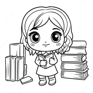 Chibi Hermione Granger Med Boger Farveside 39638-32897