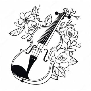 Elegant Violin Med Blomster Farveside 39758-32982