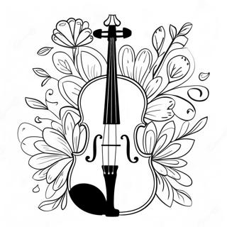 Elegant Violin Med Blomster Farveside 39758-32983