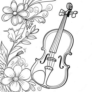 Elegant Violin Med Blomster Farveside 39758-32984