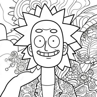 Rick Sanchez Med Psykedeliske Monstre Farveside 40138-33297