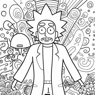 Rick Sanchez Med Psykedeliske Monstre Farveside 40138-33300