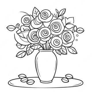 Elegant Blomster Vase Med Rosen Farveside 46404-38642