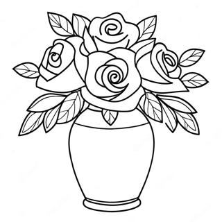 Elegant Blomster Vase Med Rosen Farveside 46404-38644