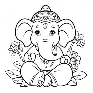 Sod Ganesha Med Blomster Farveside 49815-41555