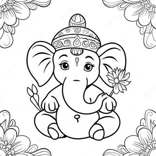 Sod Ganesha Med Blomster Farveside 49815-41556