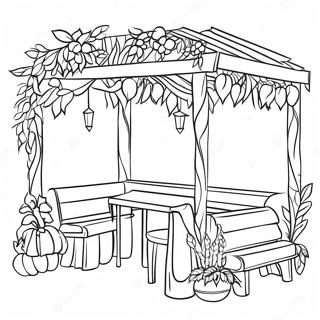 Farverig Sukkah Med Dekorationer Farveside 50875-42389