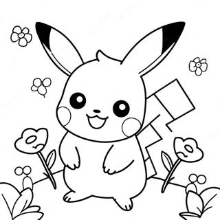 Sod Pige Pikachu Med Blomster Farveside 52186-43429