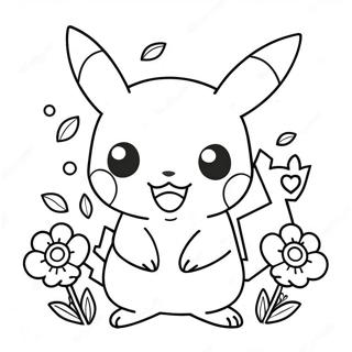 Sod Pige Pikachu Med Blomster Farveside 52186-43430