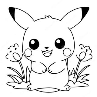 Sod Pige Pikachu Med Blomster Farveside 52186-43431