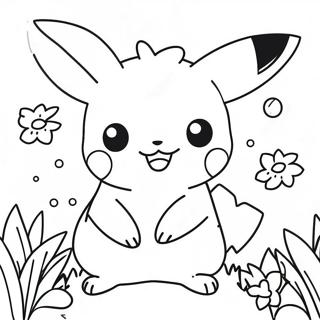 Sod Pige Pikachu Med Blomster Farveside 52186-43432