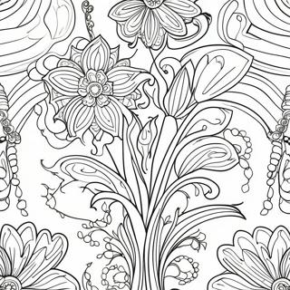 Art Nouveau Blomsterdesign Farveside 53938-44954