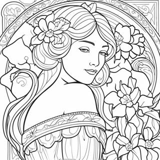 Alphonse Mucha Blomsterdesign Farveside 54661-45494