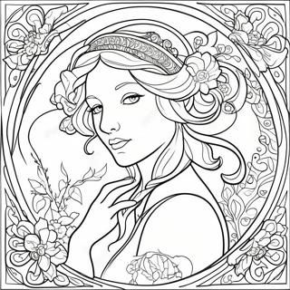 Alphonse Mucha Blomsterdesign Farveside 54661-45495