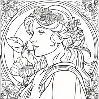 Alphonse Mucha Blomsterdesign Farveside 54661-45496